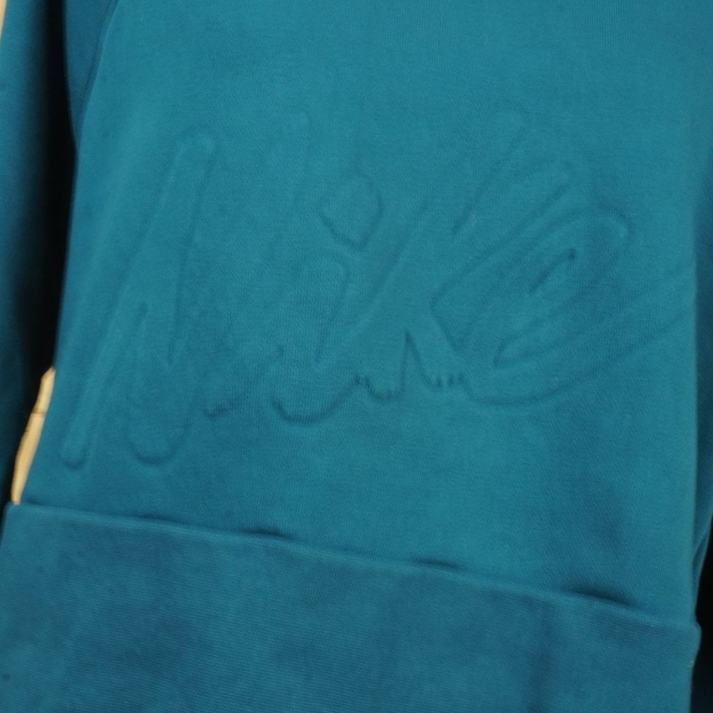 Nike Yoga Lux Teal Dri Fit Cropped Pullover‎ Fleece Crew Sweatshirt Size Large - Picture 3 of 6